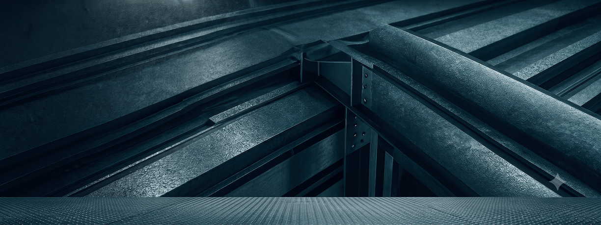Estrutura de aço galvanizado em ambiente industrial